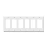Enerlites 8836-W Decorator/GFCI Six-Gang Wall Plate, White