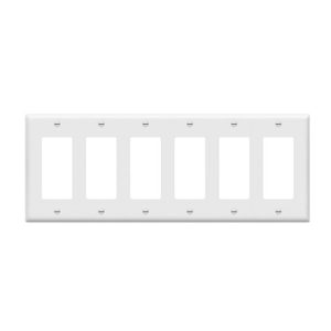 Enerlites 8836-W Decorator/GFCI Six-Gang Wall Plate, White