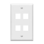 Enerlites 8874-W Multimedia Face Plates 4-Port 1-Gang Keystone, White