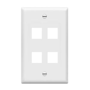 Enerlites 8874-W Multimedia Face Plates 4-Port 1-Gang Keystone, White