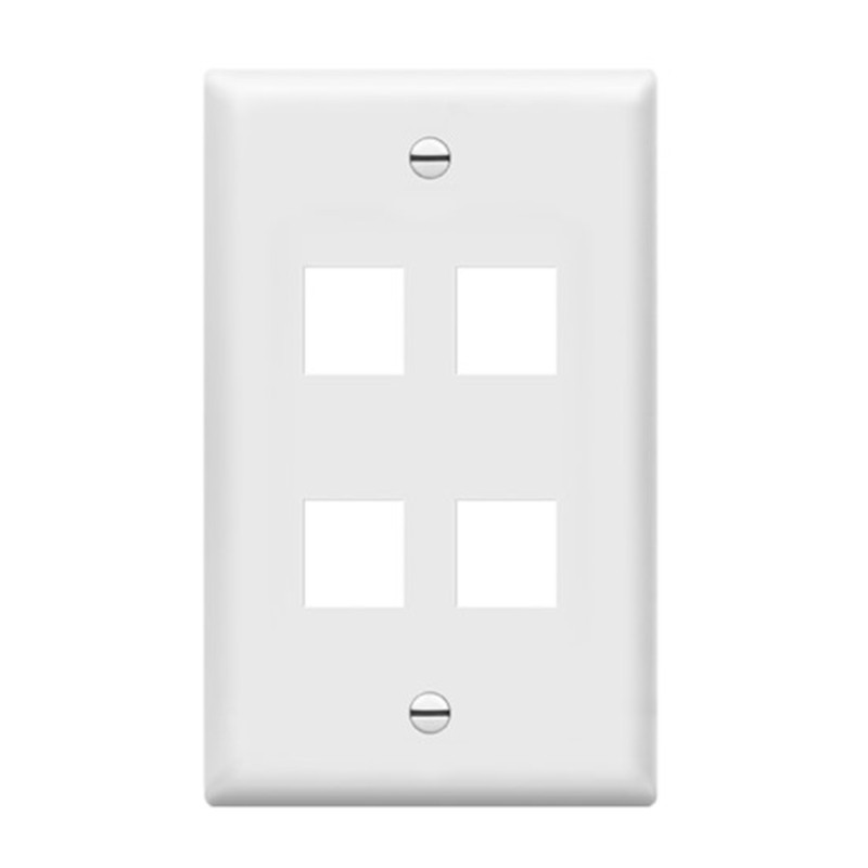 Enerlites 8874-W Multimedia Face Plates 4-Port 1-Gang Keystone, White