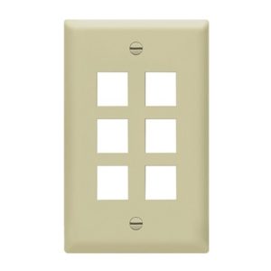 Enerlites 8876-I Multimedia Face Plates 6-Port 1-Gang Keystone, Ivory