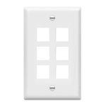 Enerlites 8876-W Multimedia Face Plates 6-Port 1-Gang Keystone, White