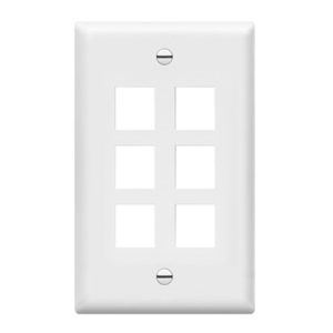 Enerlites 8876-W Multimedia Face Plates 6-Port 1-Gang Keystone, White