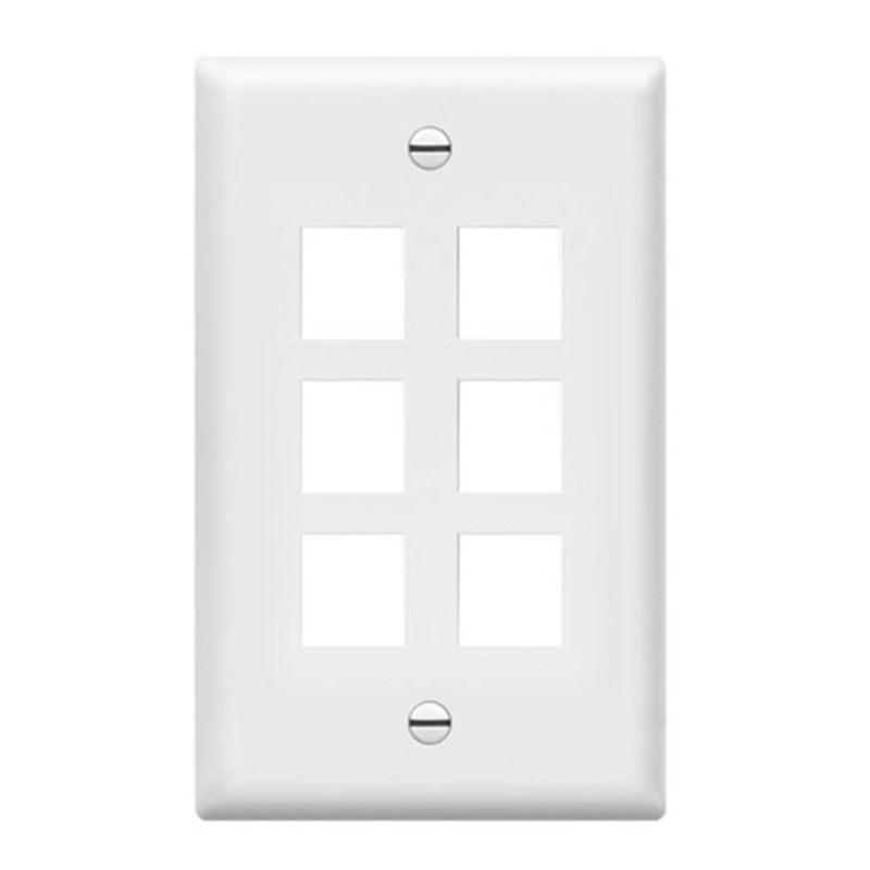 Enerlites 8876-W Multimedia Face Plates 6-Port 1-Gang Keystone, White