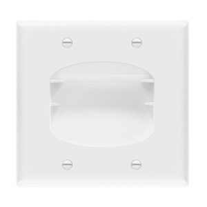 Enerlites 8882-W Two-Gang Recessed Cable Wall Plate
