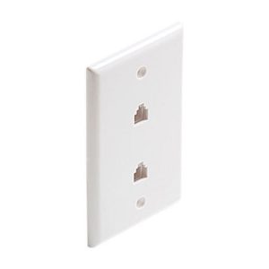 P530WH Dual 4C RJ11 White Flush Mount