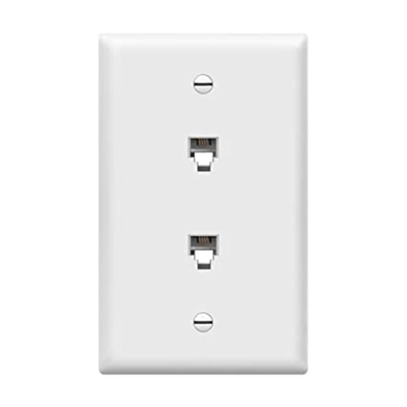 P537WH Duplex Phone Jack Wall Plate 1 Gang 2 Modular with 6-Position 4-Conductor RJ11