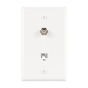 P599WH Combo RJ11 and Coaxial Cable White Flush Mount