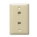 P537I Ivory Duplex Phone Jack Wall Plate 1 Gang 2 Modular with 6-Position 4-Conductor RJ11