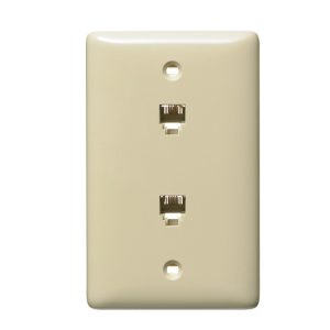 P537I Ivory Duplex Phone Jack Wall Plate 1 Gang 2 Modular with 6-Position 4-Conductor RJ11