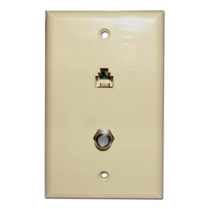 P599 Combo RJ11 and Coaxial Cable Ivory Flush Mount
