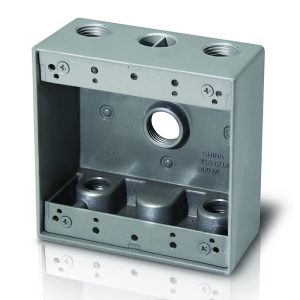 Westgate W2B100-5X 2 Gang Weatherproof Outlet Box 2", X-Configuration, Deep 5 Hole