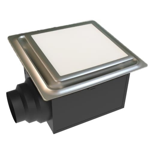 Aero Pure ABF110DH L5 SN 50/80/110 CFM Slim Fit DC Motor Whit Led-Night Light-Humidity-Satin Nickel-Square Grille