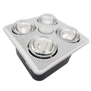 Aero pure AP716R W 1160W Bathroom Exhaust Fan & Heater, 4-Light, 90 CFM, White