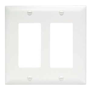 Legrand TP262W Thermoplastic 2-Gang Decorator Wall Plate, White
