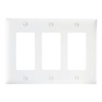 Legrand TP263W Thermoplastic 3-Gang Decorator Wall Plate, White
