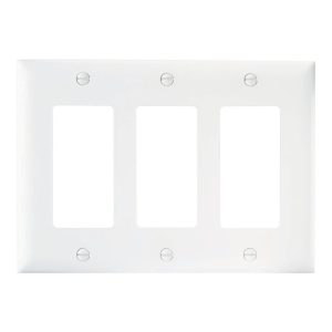 Legrand TP263W Thermoplastic 3-Gang Decorator Wall Plate, White