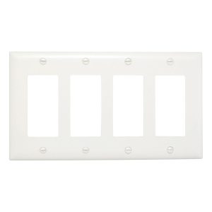 Legrand TP264W Thermoplastic 4-Gang Decorator Wall Plate, White
