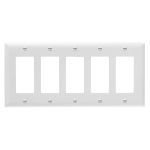 Legrand TP265W Thermoplastic 5-Gang Decorator Wall Plate, White