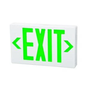 Morris 73014 Green LED Wh Housing Exit Sign