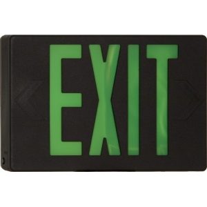 Morris 73025 Green LED Blk Remote Exit Sign