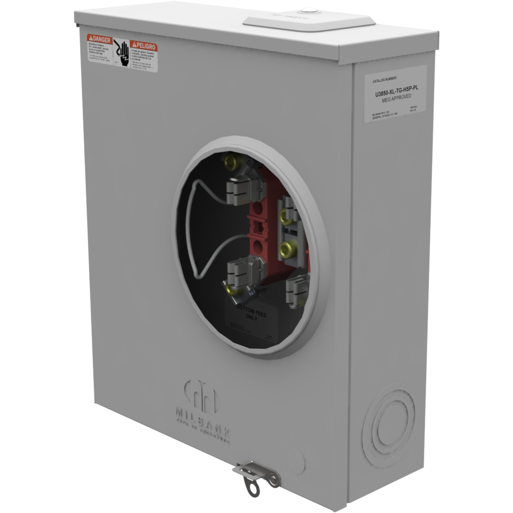 Milbank U3850-XL-TG-HSP-PL 4 Terminal Ringless Small Closing Plate Triplex Ground Stainless Steel Hasp 7-8 In Knockouts