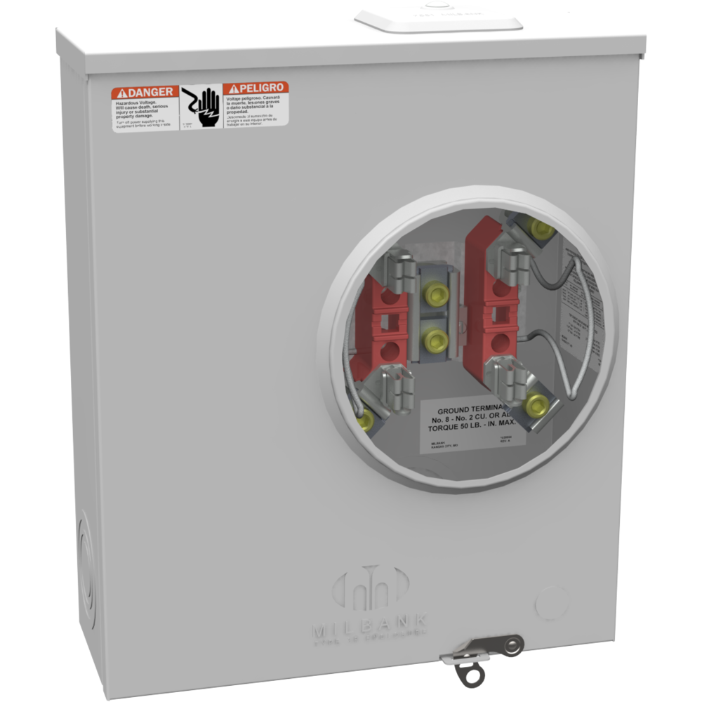 Milbank U3850-XL-TG-HSP-PL 4 Terminal Ringless Small Closing Plate Triplex Ground Stainless Steel Hasp 7-8 In Knockouts