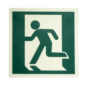 LUMASTROBE DMRL 5x5 PHOTOLUMINESCENT RUNNING MAN LEFT DIRECTIONAL SIGN
