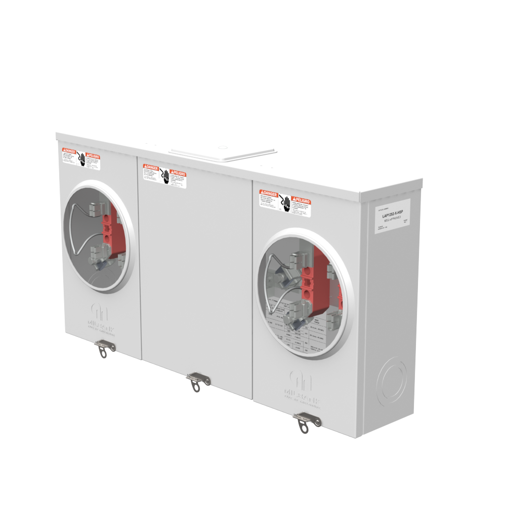 Milbank UAP1252-X-HSP 4 Terminal Ringless Large, Closing Plate 2 Position, Stainless Steel Hasp, Aluminum Painted