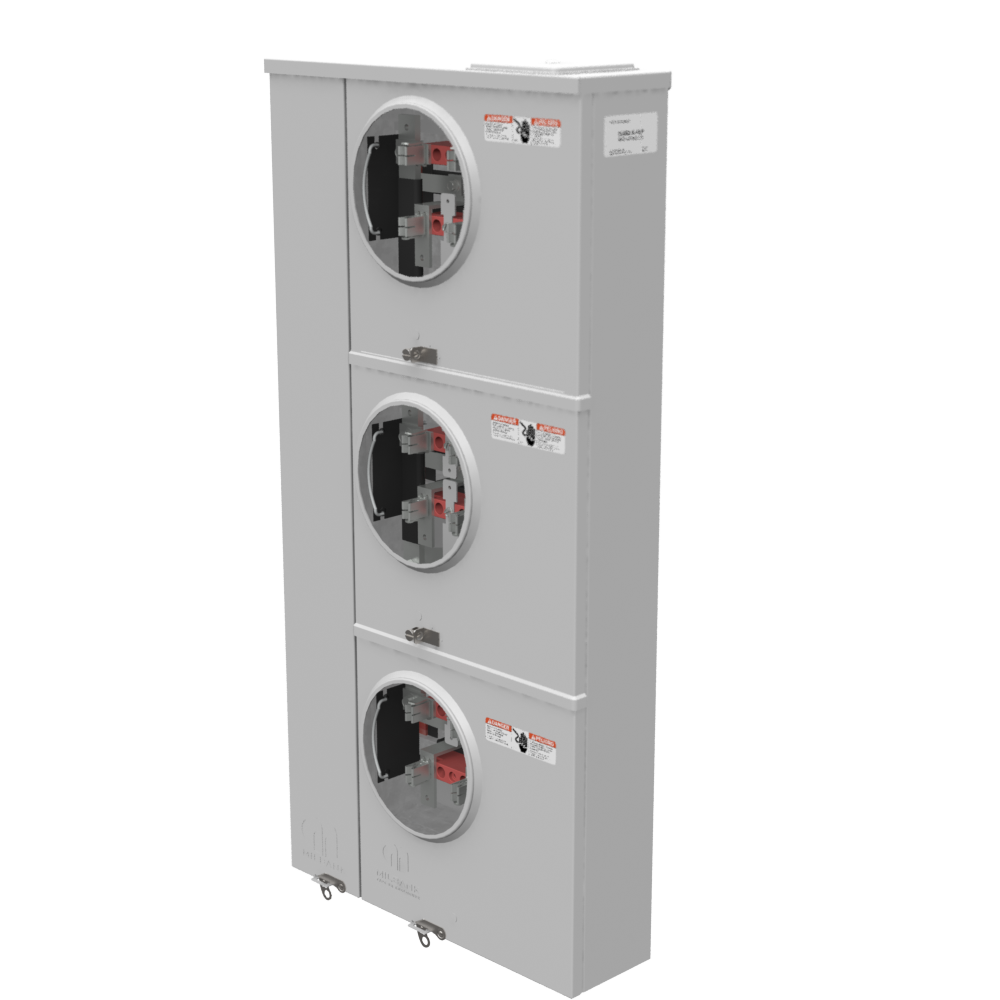 Milbank U2853-X-HSP 4 Terminal Ringless Large, Closing Plate 3 Position, 3-125 Ampere Main Breaker, Provision Stainless