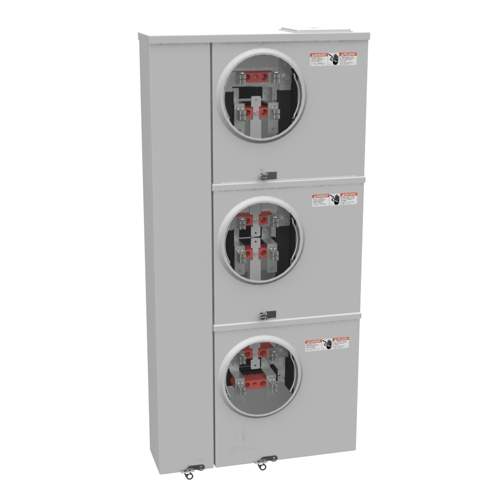 Milbank U2853-X-HSP 4 Terminal Ringless Large, Closing Plate 3 Position, 3-125 Ampere Main Breaker, Provision Stainless