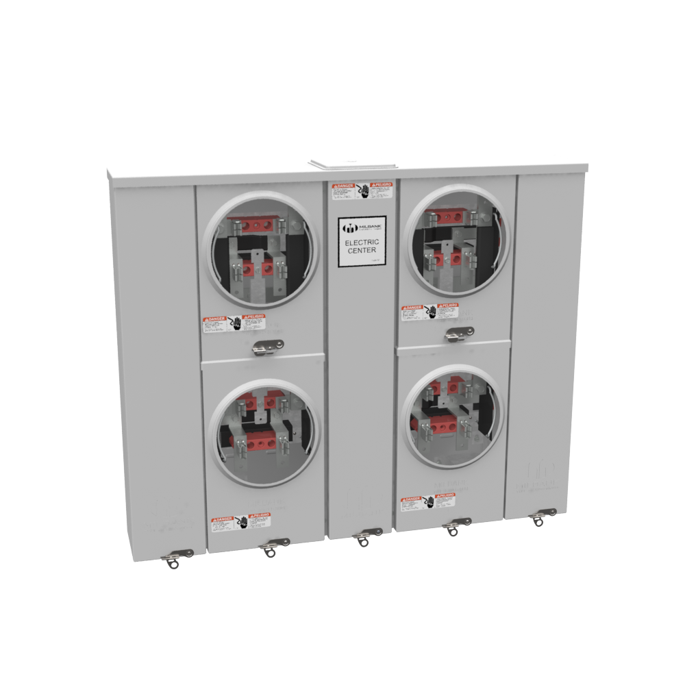 Milbank U2854-X-HSP 4 Terminal Ringless Large, Closing Plate 4 Position, 4-125 Ampere Main Breaker, Provision Stainless