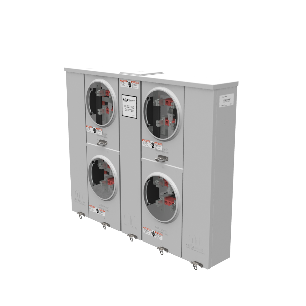 Milbank U2854-X-HSP 4 Terminal Ringless Large, Closing Plate 4 Position, 4-125 Ampere Main Breaker, Provision Stainless
