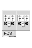 Midwest U004CB6010 120A BACK-TO-BACK POST 50/50/20GFCI