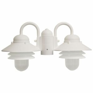 Incon Lighting 84691-2X13LED-120-30K 2-Light 28W LED Lamp Post Lantern White Polycarbonate Nautical Light 3000K