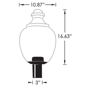 Incon Lighting 82265-9LEDA19-30K Acorn Post Top Street Lamp Post Light with E26 LED Bulb