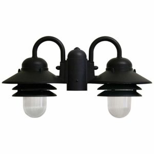 Incon Lighting 84695-2X9LED-30K 2-Light 22.6W LED Lamp Post Lantern Black Polycarbonate Nautical Light 3000K