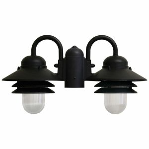 Incon Lighting 84695-2X13LED-120-30K 2-Light 28W LED Lamp Post Lantern Black Polycarbonate Nautical Light 3000K