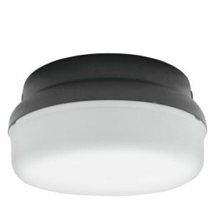 Incon Lighting 19415-2X9WLED-30K Round Outdoor Ceiling Polycarbonate Plastic Light Flush Mount or Conduit Mount Black 9W 3000K