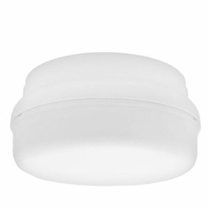 Incon Lighting 19411-2X9WLED-40K Round Outdoor Ceiling Polycarbonate Plastic Light Flush Mount or Conduit Mount White 9W 4000K
