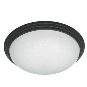 Incon Lighting 11565-18LED-30K 16" 22W LED Decorative Black Ring Frosted Ribbed Acrylic Lens Indoor Ceiling Light 3000K