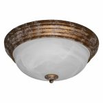 Incon Lighting 17229-14LED-120-30K 14W LED Round Marble Glass Aged Brass Decorative Light Fixture 3000K
