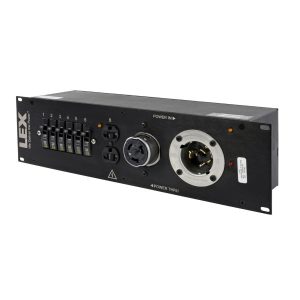 Lex PRM3KN-9CC 50 Amp 3RU Enclosed Rack, 50 Amp Locking Inlet to Duplex Receptacles