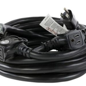 Lex 59233B 20 Amp E-String with L14-20 In and (4) NEMA 5-15 Receptacles (Black)