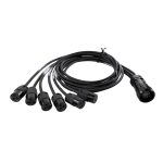 Lex BO100L-6-515 15A 19-Pin Male (Plug) to (6) NEMA 5-15 (Edison) Females (Connectors) Breakout, 6ft