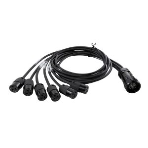 Lex BO100L-6-515 15A 19-Pin Male (Plug) to (6) NEMA 5-15 (Edison) Females (Connectors) Breakout, 6ft