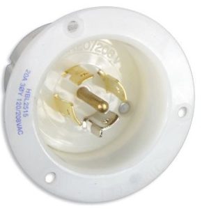 Lex HBL2515 20A 120/208V NEMA L21-20, Flanged Inlet white
