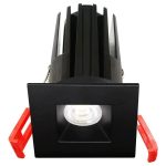 Lotus LED-1-S7W-5CCT-1SRBK 2" Recessed LED 7W, 5CCT 480 lm 120V Square Black 38° Type IC Air Tight Wet CRI 90+