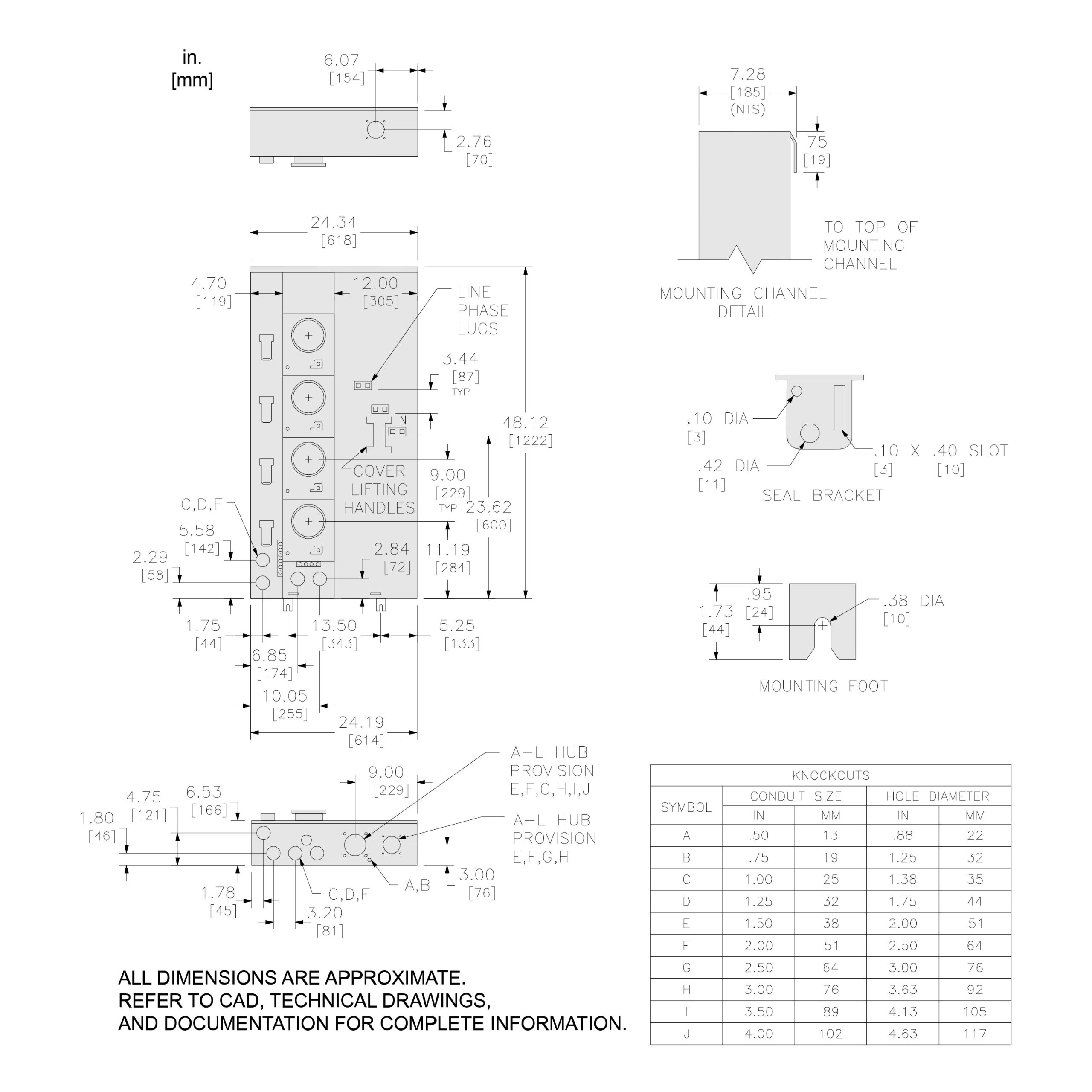 Square D MP33125 MP Meter Pak, main lugs, three ringed sockets, no bypass, 4 jaws, 200 A bus, 125 A, 240 VAC, 1 PH, UG, OH